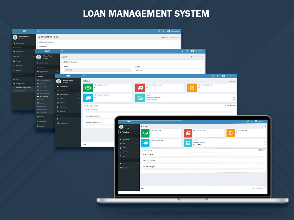Loan management system dashboards